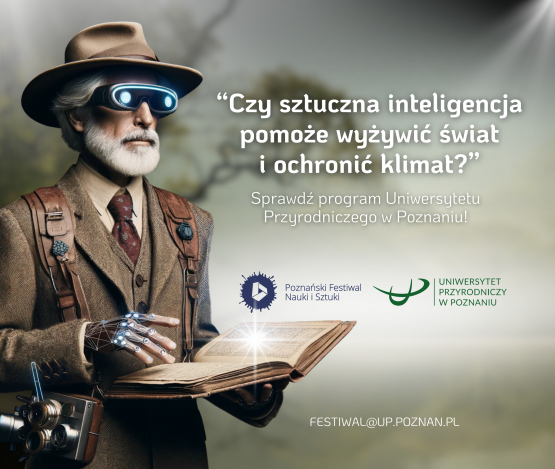 Grafika dekoracyjna promująca program festiwalowy Uniwersytetu Przyrodniczego w Poznaniu